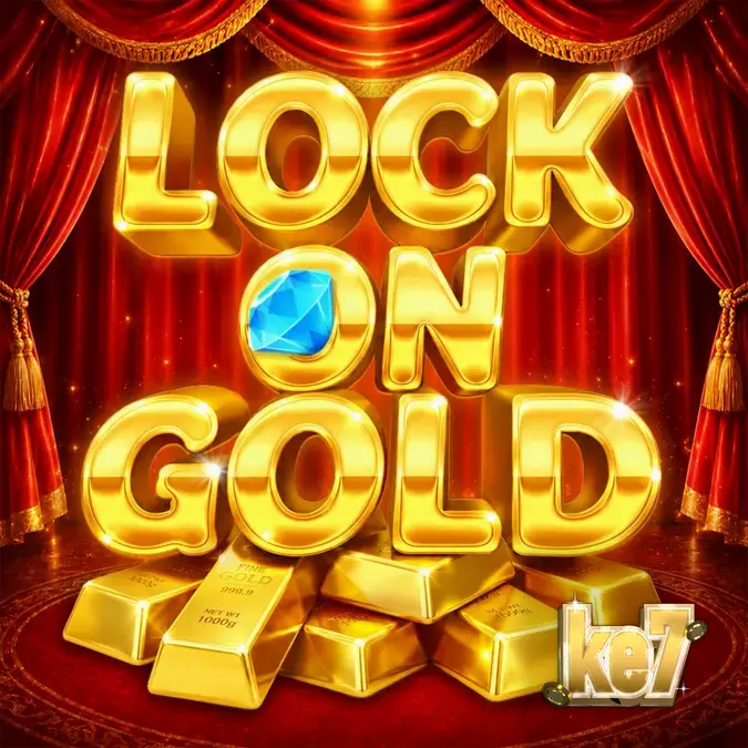 Tampilan layar permainan slot Lock On Gold dengan tema mewah dan emas.